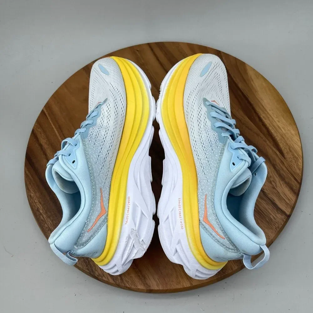 Hoka One One Bondi 8 Shoes Womens Size 10.5 B Blue Running Comfort Walking Gym